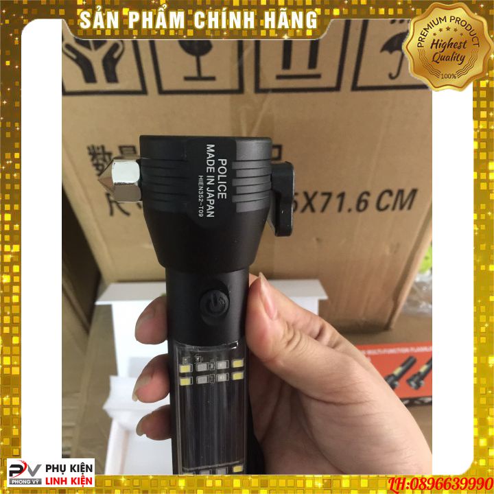 Đèn pin 11 chức năng Solar Power Flashlight chống nước cao cấp đa chức năng