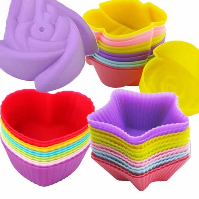 Khuôn làm bánh silicon, khuôn cupcake làm muffin, dụng cụ làm bánh, đồ ăn dặm cho bé