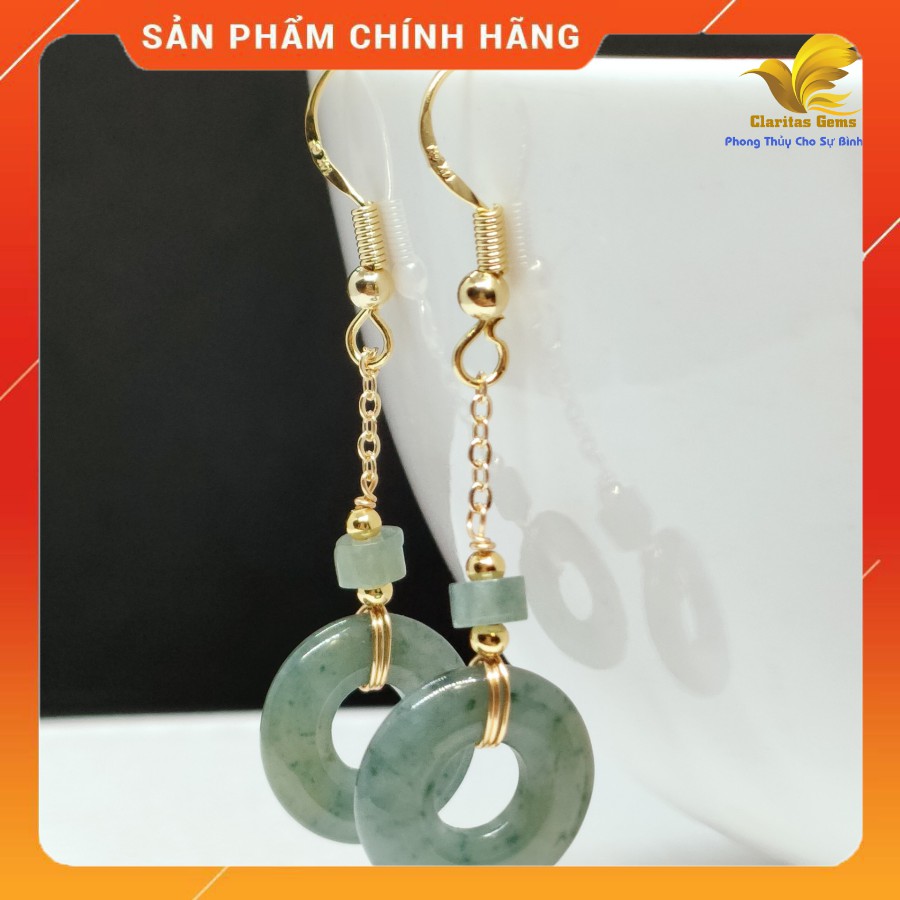 [ẢNH THẬT] BÔNG TAI ĐỒNG ĐIẾU NGOC CAM_THACH_ JADEITE _JADE LOẠI A KIỂU 2