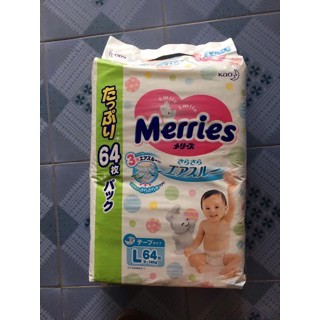 Bỉm Merries jumbo nội địa Nhật size L dán 64 miếng (sale dọn kho nghỉ bán)