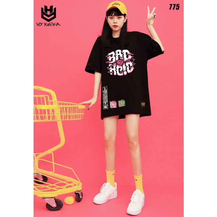 Áo phông unisex tay lỡ Bad Acid 775 HY KOREA nam nữ form rộng