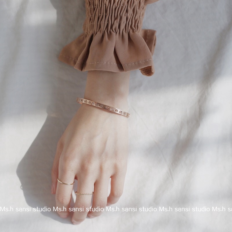 Vòng tay MAYEBE LAVEND từ titan màu vàng hồng khảm đá nhân tạo thời trang dành cho nữ