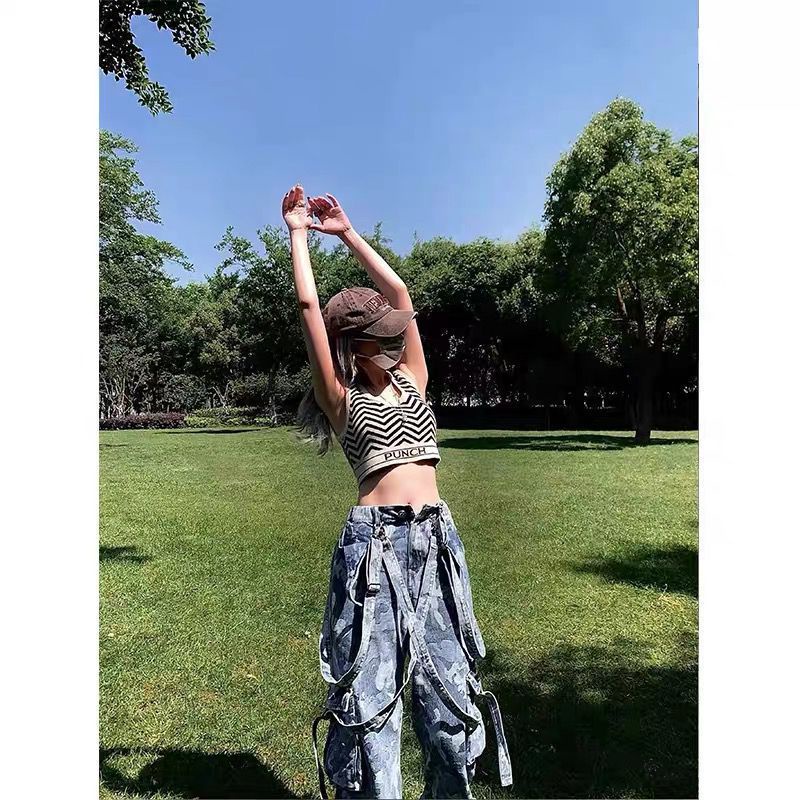 Quần Yếm Ống Rộng Họa Tiết Rằn Ri Thời Trang Dành Cho Nữ