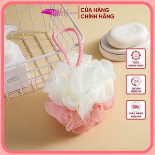 Bông tắm 2 màu tròn chất liệu mềm mại êm dịu cho da - Bông lưới masage khi tắm - Bông kì chét xà phòng