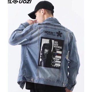 Áo khoác jean nam nữ màu xám xanh nhẹ MOVE form rộng tư duy 2 New Think size M-L-XL KT-CHI46