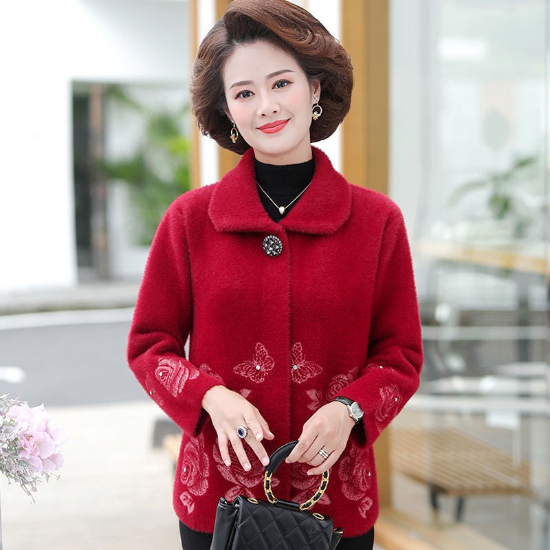Áo khoác giả lông chồn phong cách phương Tây thời trang thu đông 2020 cho phụ nữ trung niên