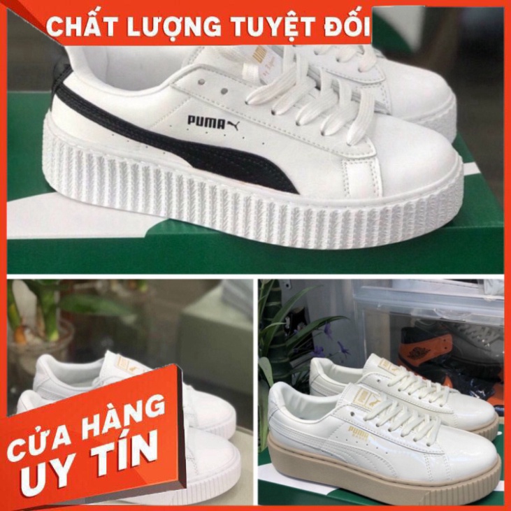 Giày thể thao Sneaker Puma nữ,Puma đế nâu da bóng,đen trắng, full trắng hottrend 2021 - Hàng nhập khẩu