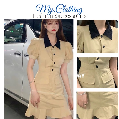 Váy/đầm nữ tay phồng đuôi ca phong cách retro trẻ trung My.Clothing V07