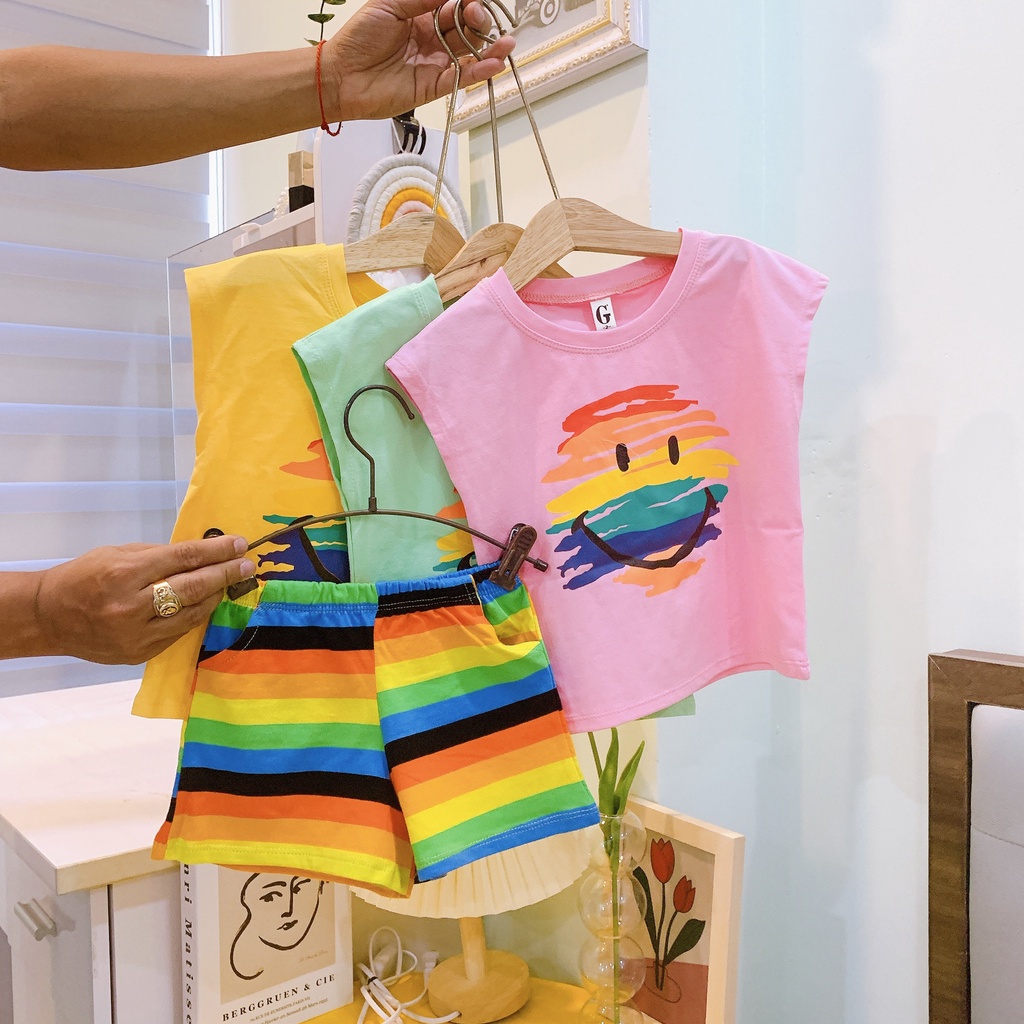 Lyvyshop - (Cotton SG chính phẩm) Bộ sát nách siêu dễ thương cho bé gái từ 09kg-28kg