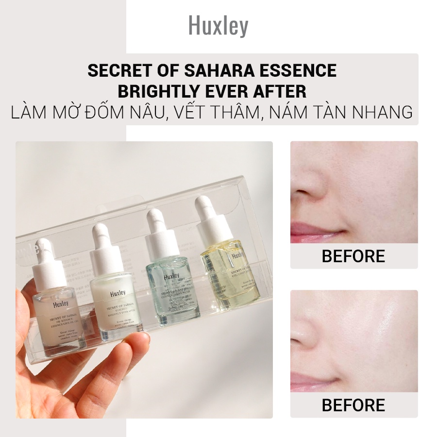 Set 4 Tinh Chất Huxley Mini Hàn Quốc Dưỡng Trắng, Phục Hồi Da 5ml x 4chai