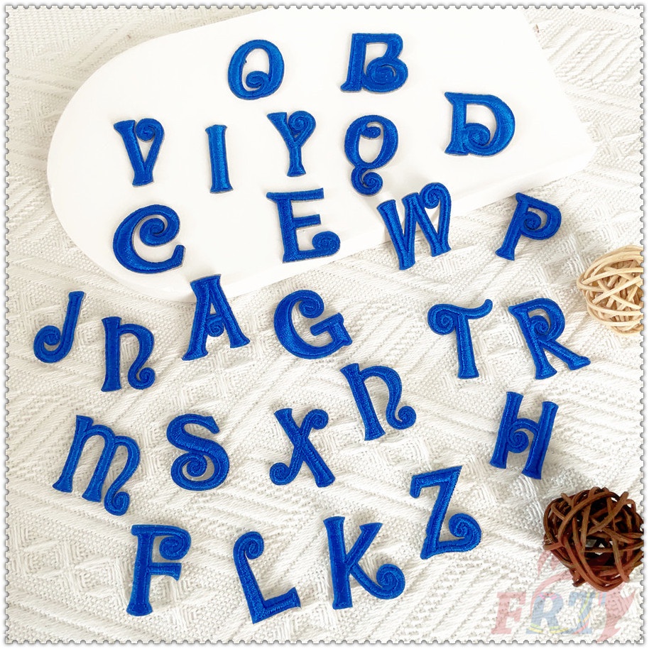 ☸ Miếng Dán Chữ Màu Xanh Dương Tự Dính ☸ 1 Sticker Ủi Thêu Hình Huy Hiệu