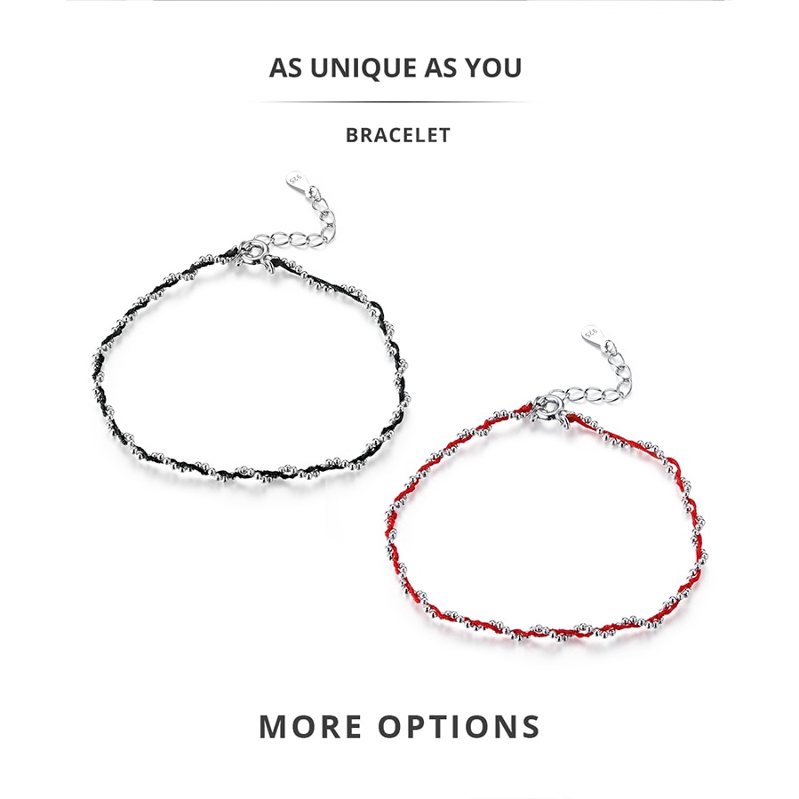 Bamoer Vòng Đeo Tay Xỏ Hạt Bạc 925 Màu Đen Và Đỏ Thời Trang Cho Nữ Làm Quà Tặng Bạn Bè SCB173