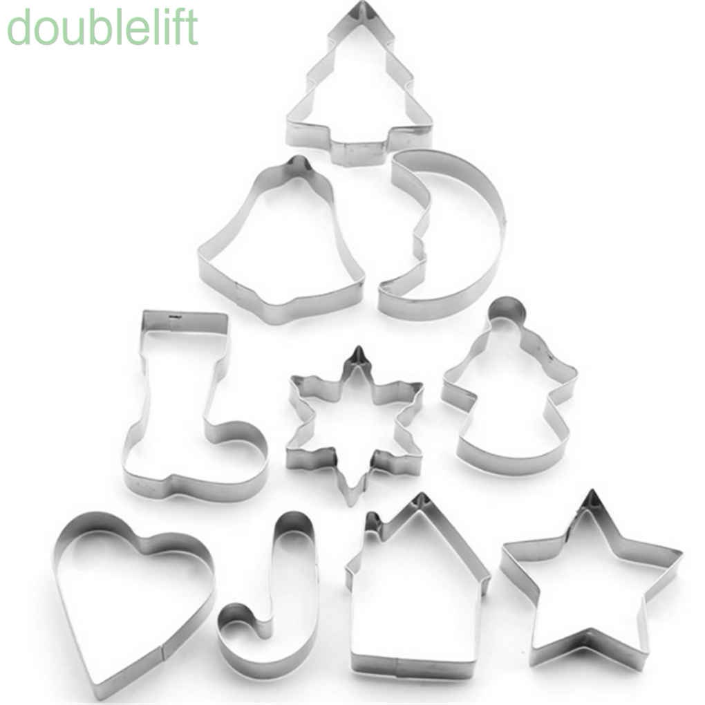 Set 10 khuôn cắt bánh bằng tạo hình thép không gỉ tạo hình chủ đề giáng sinh