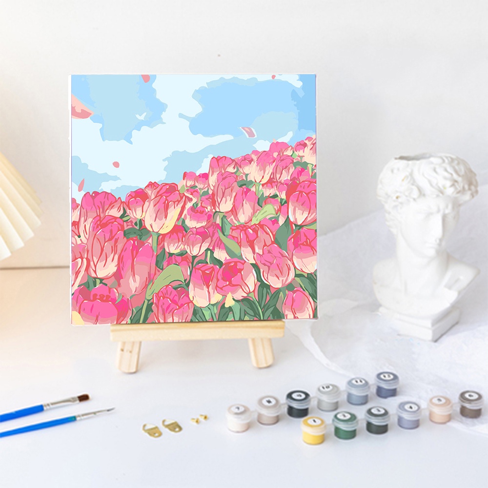 Bộ Tranh Sơn Dầu DIY Hình Hoa Cỡ Nhỏ 20*20/30*30cm