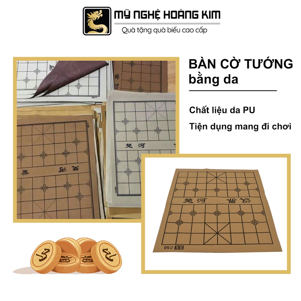 Bàn cờ tướng bằng da 50cm , Mỹ Nghệ Hoàng Kim, bàn cờ tướng đẹp