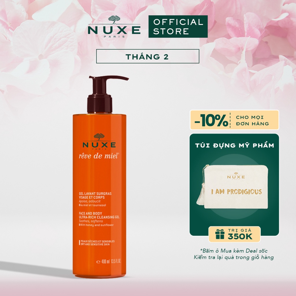 Gel rửa mặt và tắm toàn thân Nuxe Rêve de Miel® 400ml