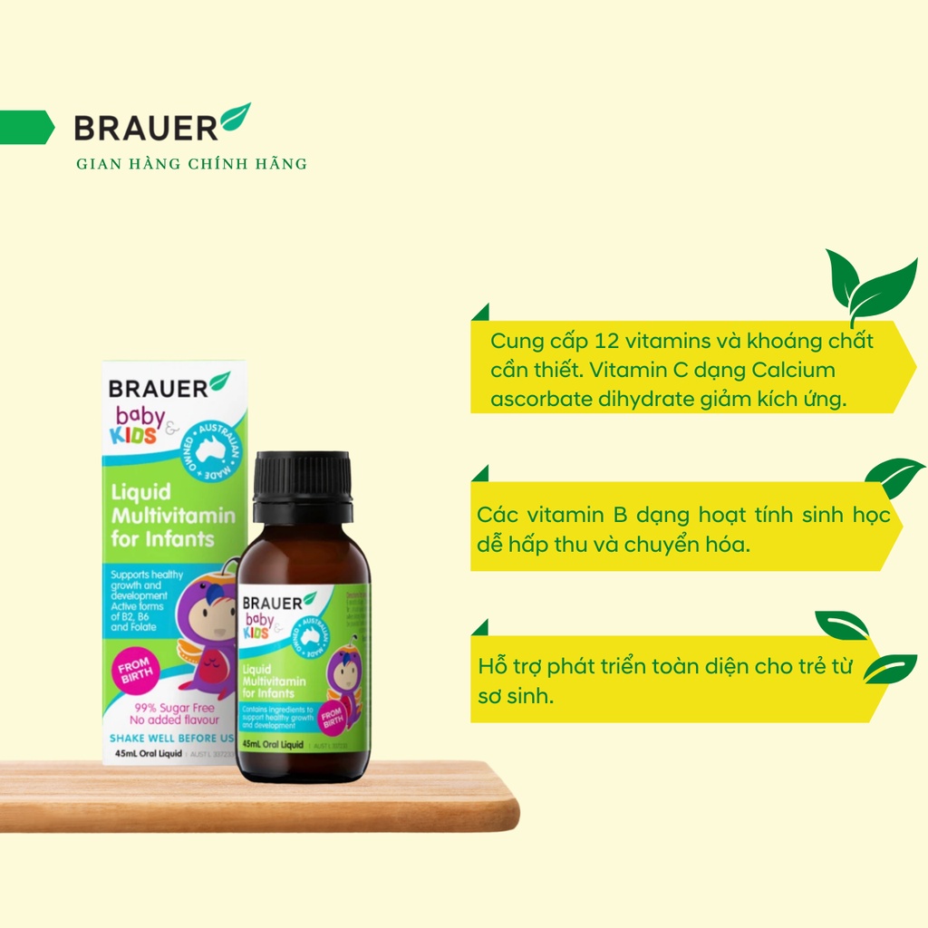 Siro BRAUER Liquid Multivitamin for Infants - Vitamin Tổng Hợp cho trẻ sơ sinh (45ml)