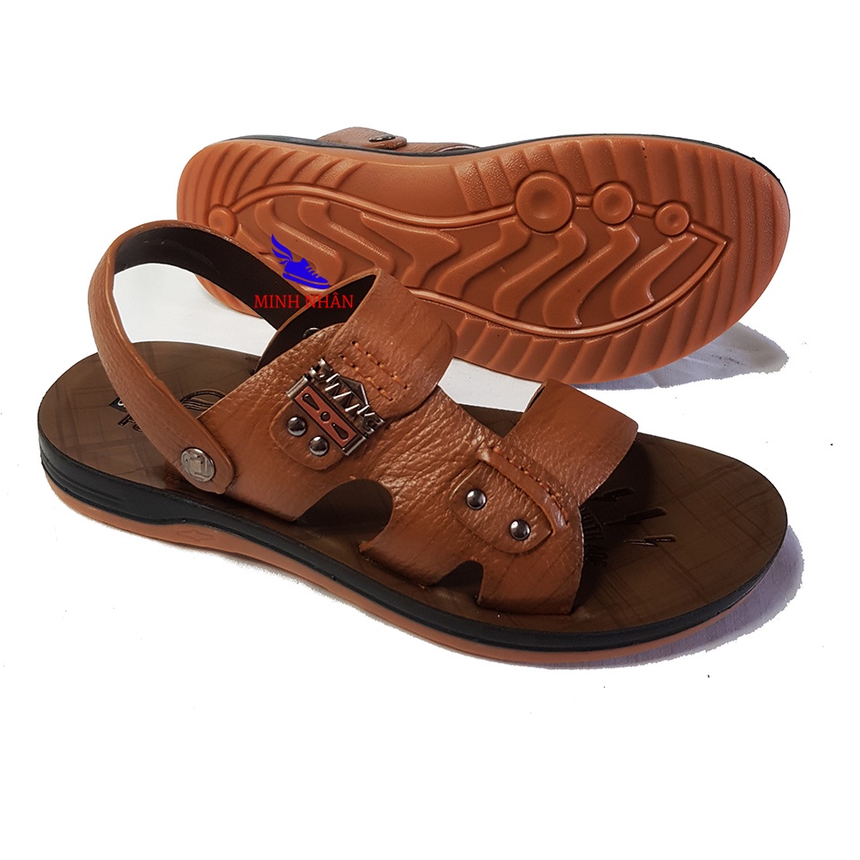 Dép da nam Xăng đan Sandal nam da bò xịn quai ngang quai hậu cao cấp xuất khẩu thời trang đẹp giá rẻ Q-4