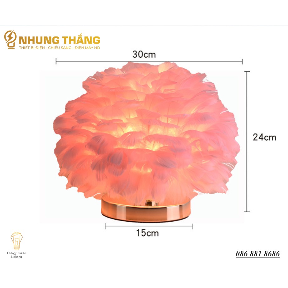 Đèn Bàn Lông Vũ RH-307 Kiểu Dáng Hiện Đại,Sang Trọng - 3 Màu Sắc Thanh Lịch - Tặng Kèm 1 Bóng Led 3 Chế Độ Ánh Sáng