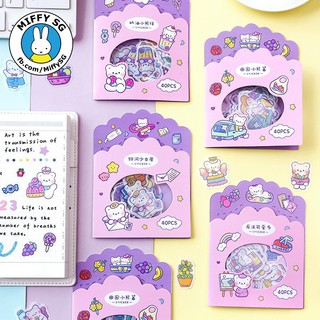 [JIYU] Bộ 40 sticker washi & PVC gấu bông xinh SOFT & CUTE CLOUD BEAR VER.2