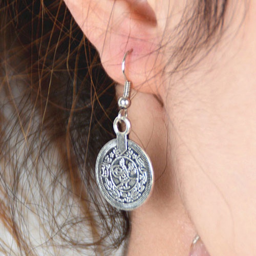 Bông tai hợp kim hình đồng tiền kiểu dáng Vintage