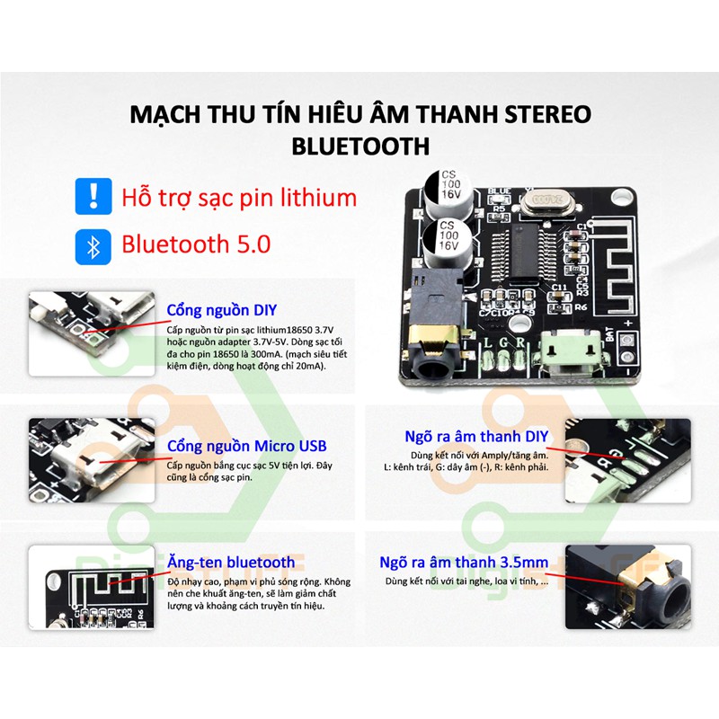 Mạch Giải Mã Âm Thanh Bluetooth 4.1 5.0 XY-BT-MINI - VHM-314