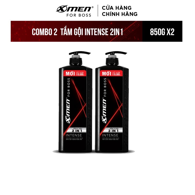 Combo 2 Tắm Gội X-Men for Boss Intense 2in1 850g