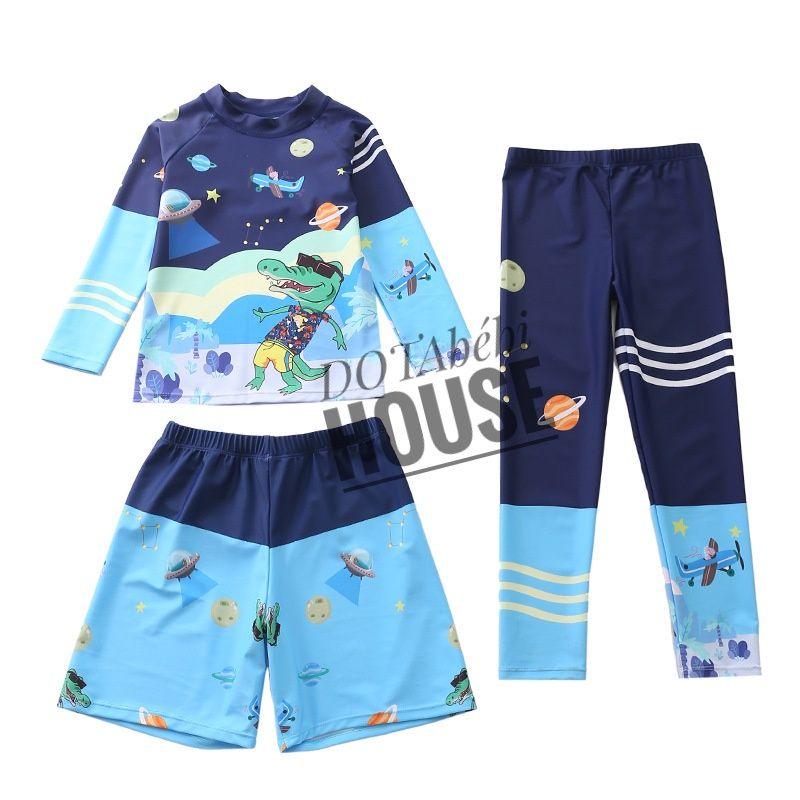 nhiều mẫu Đồ bơi 3 chi tiết gồm áo dài tay quần dài quần ngắn size đại cho bé trai mã SW0140.0150