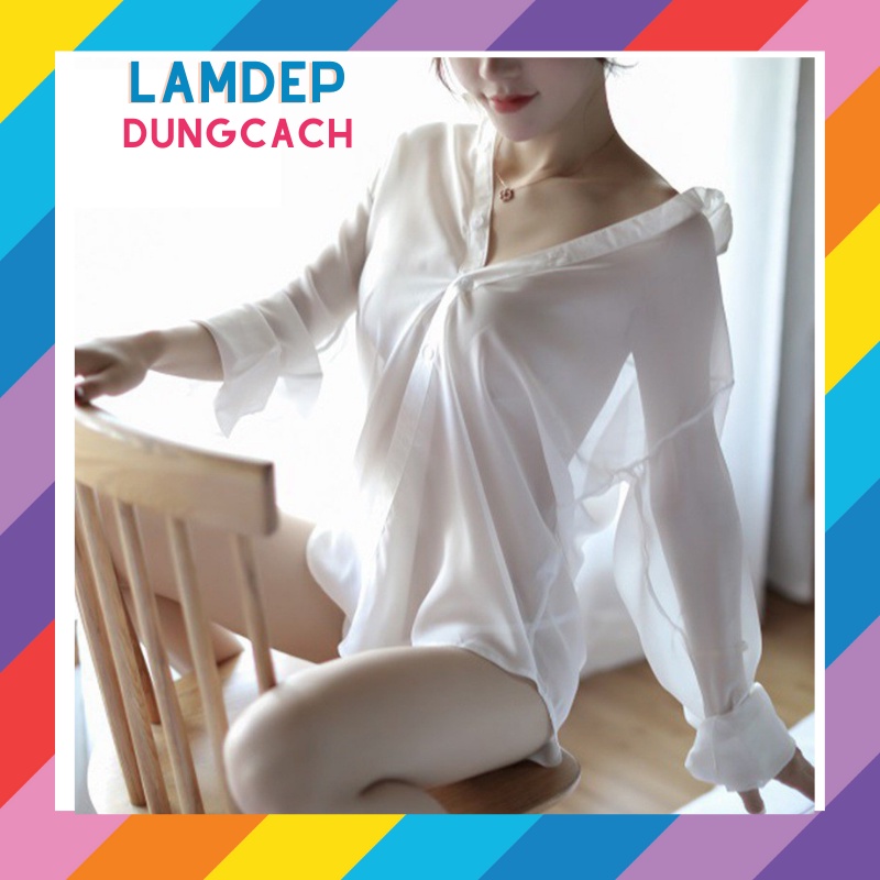 Đồ ngủ sexy áo sơ mi nữ voan mỏng xuyên thấu sexy gợi cảm - LAMĐEPUNGCACH-SMNM1184