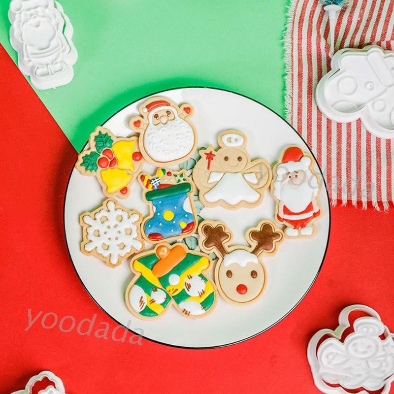 Set 8 Khuôn Nhấn Bánh Quy Tạo Hình Ông Già Noel 3d