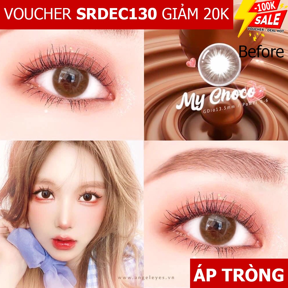 [NHẬP SRDEC130 GIẢM 20K] Lens nâu tự nhiên MY CHOCO - Kính áp tròng nâu chất liệu Silicone đường kính 14.0mm, Độ cận 0-8