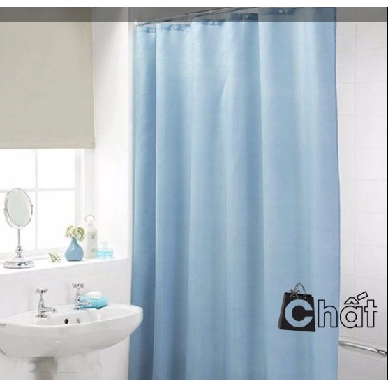 Rèm Phòng Tắm / Rèm Cửa Sổ Xanh Sọc bóng 180cm X 180cm Loại 1( Ảnh + Video thật )