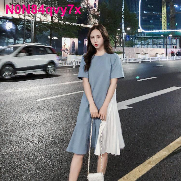 SHOP XINH Váy dành cho bà bầu Mùa hè Đầm dài không đều Thời trang Phiên bản Hàn Quốc của Mẹ Tide Mang thai