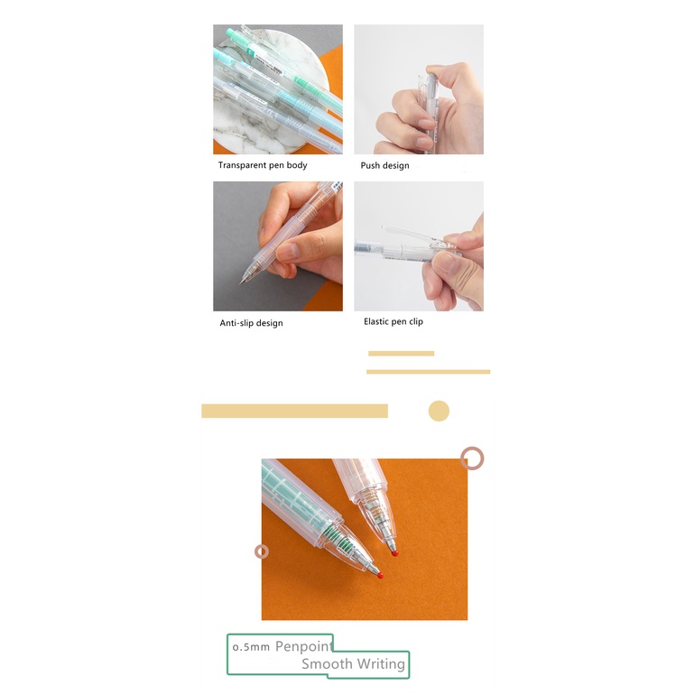 Set 9 Ruột Bút Gel Nhiều Màu Ngòi 0.5mm