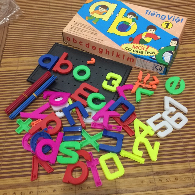Bộ ghép tiếng việt abc, bộ ghép chữ (kèm que tính)