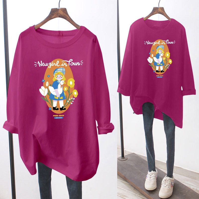 NRVP Áo Thun Nữ Dài Tay Cổ Tròn Thời Trang Hàn