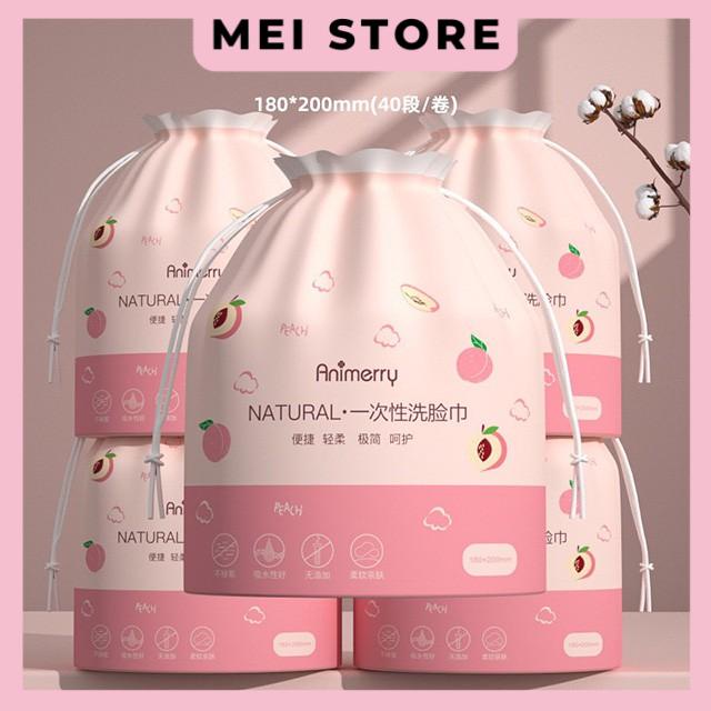 Khăn Lau Mặt Khô ANIMERRY COTTON Cao Cấp Bịch Cuộn Khăn Tẩy Trang Túi Rút Khăn Đào Nội Địa Trung