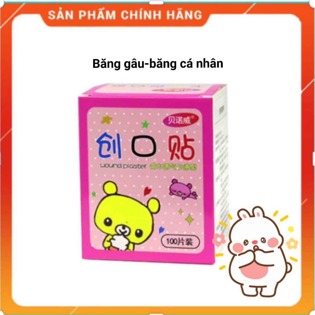 HỘP BĂNG GÂU - BĂNG CÁ NHÂN TRẺ EM 100 MIẾNG ( CÓ HÌNH NGỘ NGHĨNH).