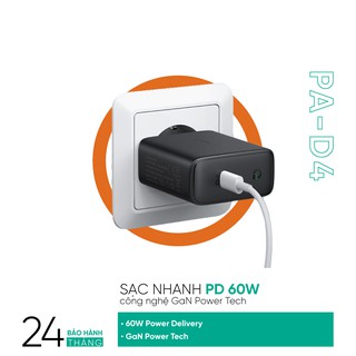 Adapter sạc USB-C Power Delivery 60W Aukey PA-D4