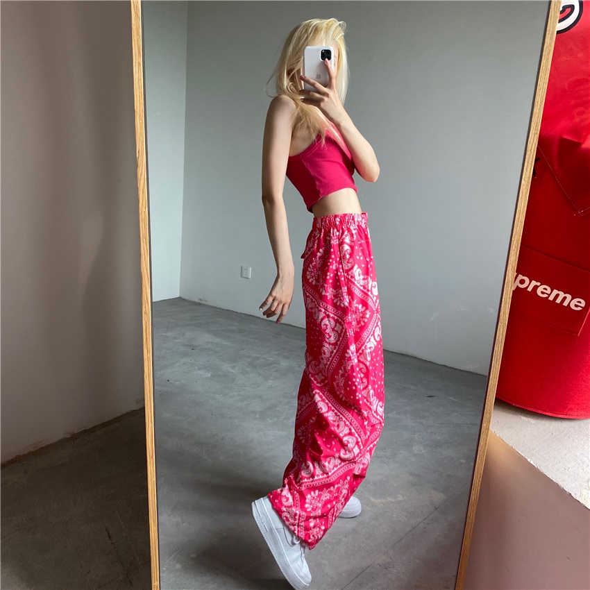 Happy-store ❤️ Quần Vải Ống Rộng Nam Nữ Unisex Quần Jogger Thể Thao Ulzzang Dây Rút Ở Gấu Quần - 2 Màu Trắng Hồng