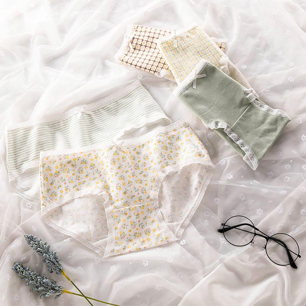 Set 2 Quần Lót Nữ In Hoa Phối Ren Gợi Cảm