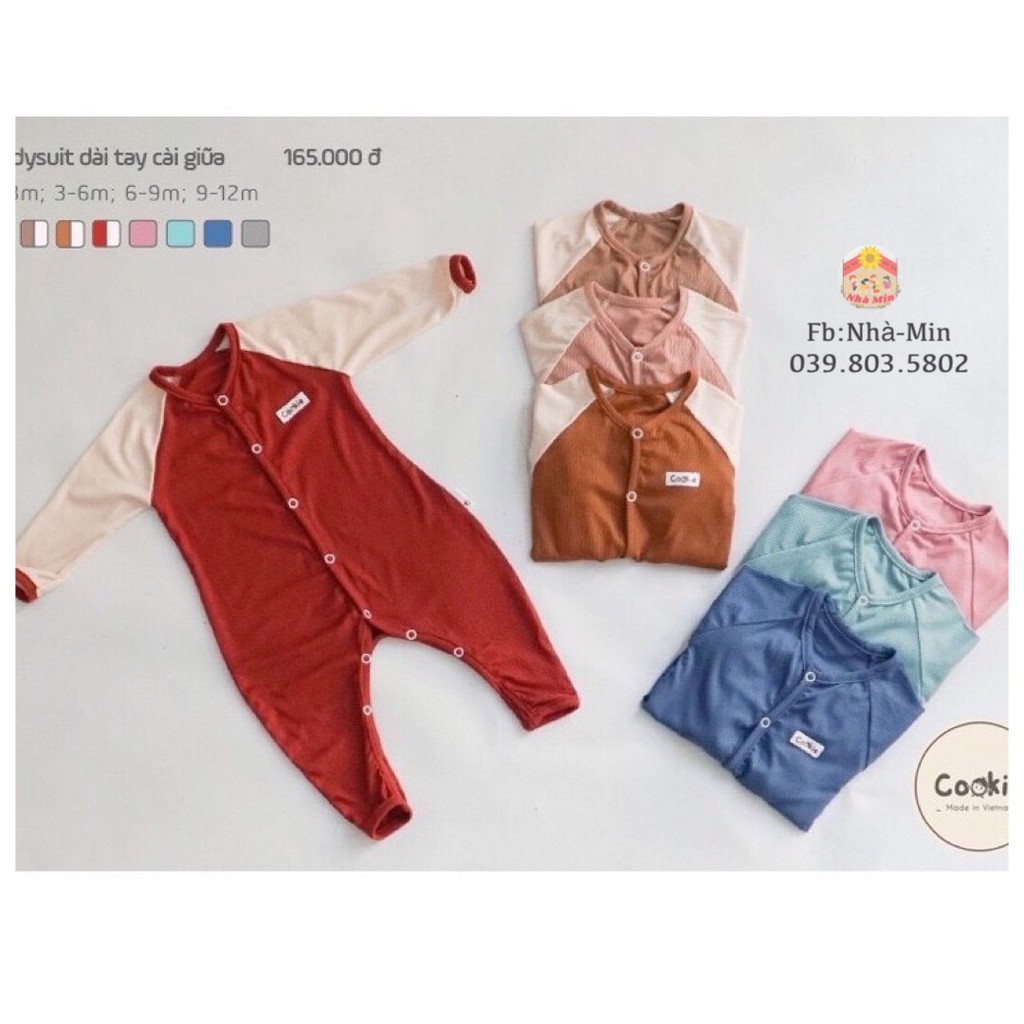 Bộ bodysuit dài tay cài giữa Cookie chất liệu: Air-cool Knitwear điều hoà nhiệt