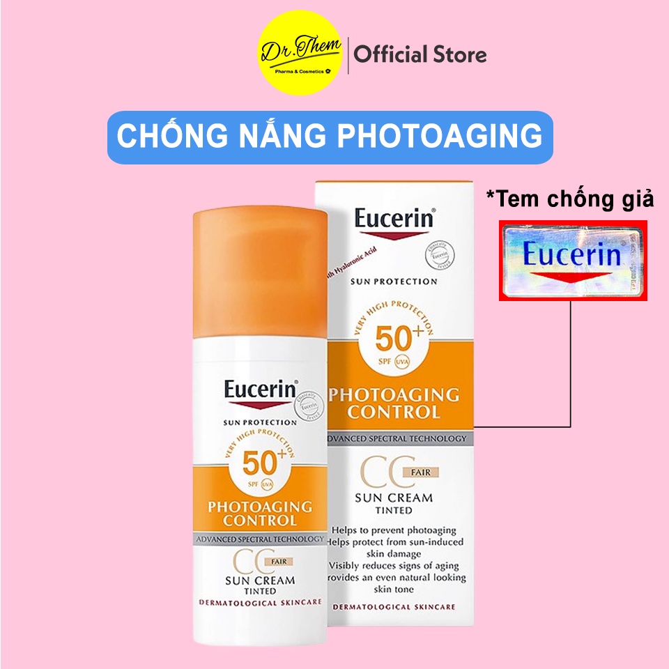 Kem Chống Nắng Eucerin Làm Đều Màu Da Eucerin Sun Cream Face Tinted CC Cream Photoaging Control SPF50 50ml