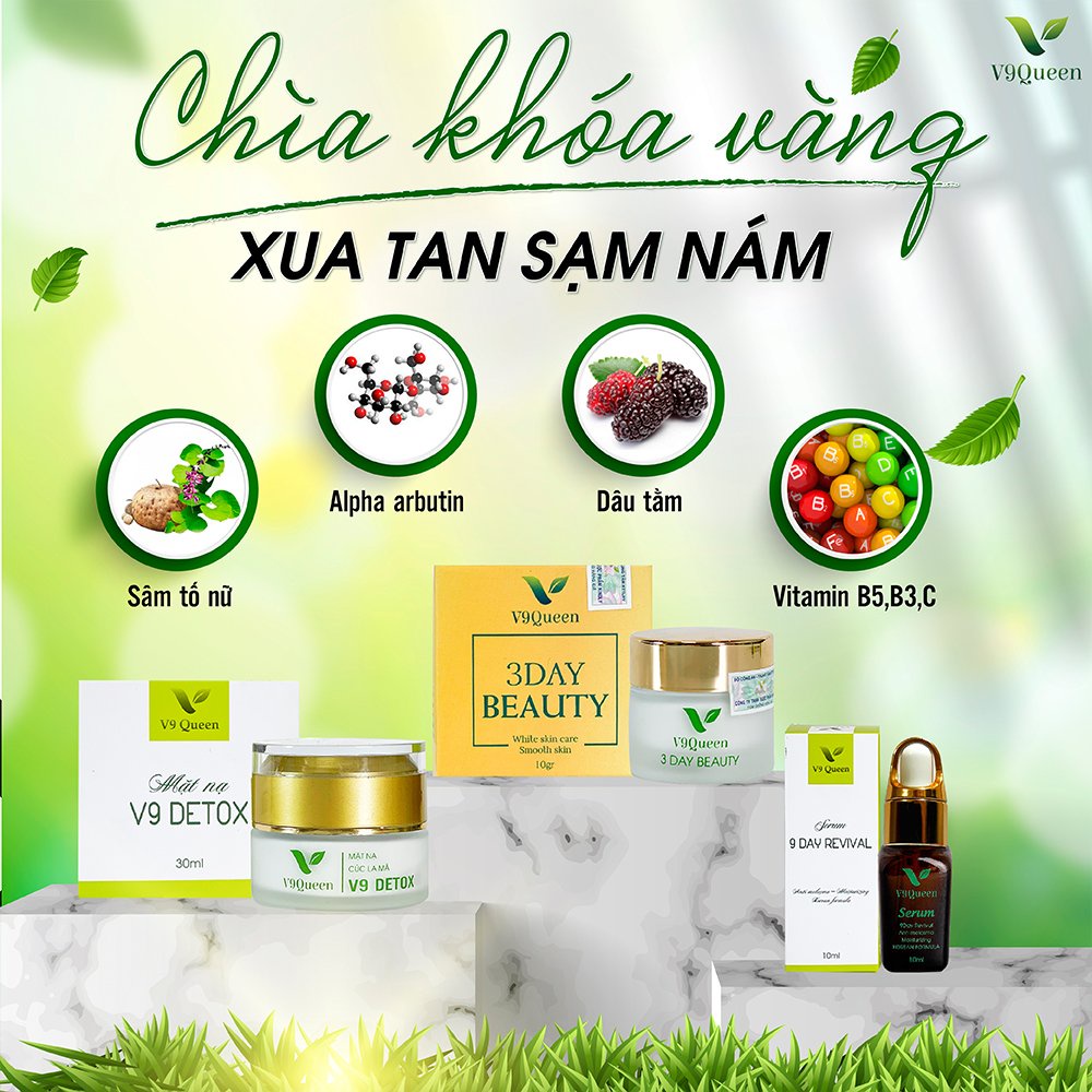 Combo xóa nám bộ sản phẩm xóa xám combo nám dưỡng trắng giúp mềm mịn da, mờ dần các vết thâm nám trên da v9queen .