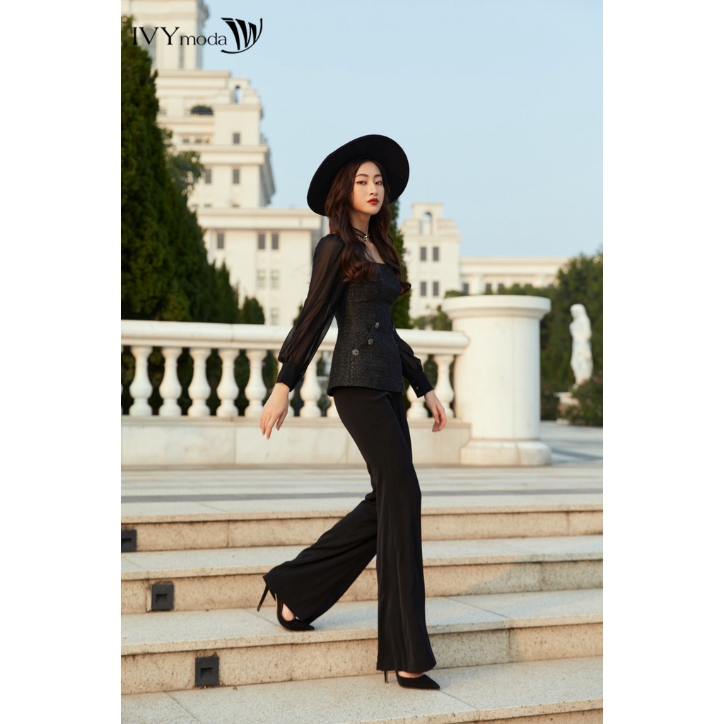 Áo sơ mi nữ cổ vuông IVY moda MS 17B9115