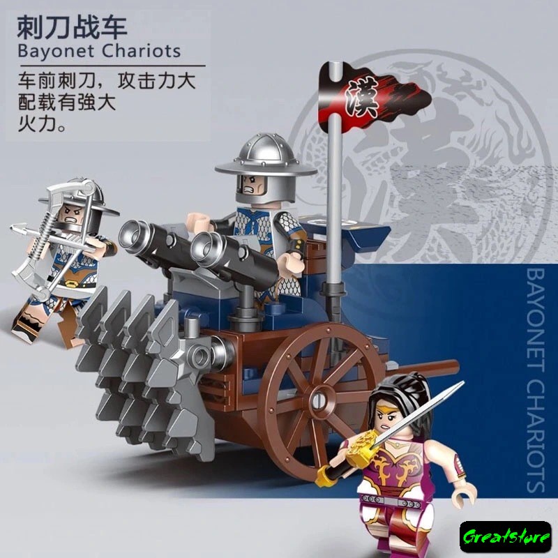 ( Sẵn Sàng ) MINIFIGURES XẾP HÌNH TAM QUỐC CHIẾN XA Charger Chariots,Red horse Chariots,Bayonet Chariots,Munui Chariots