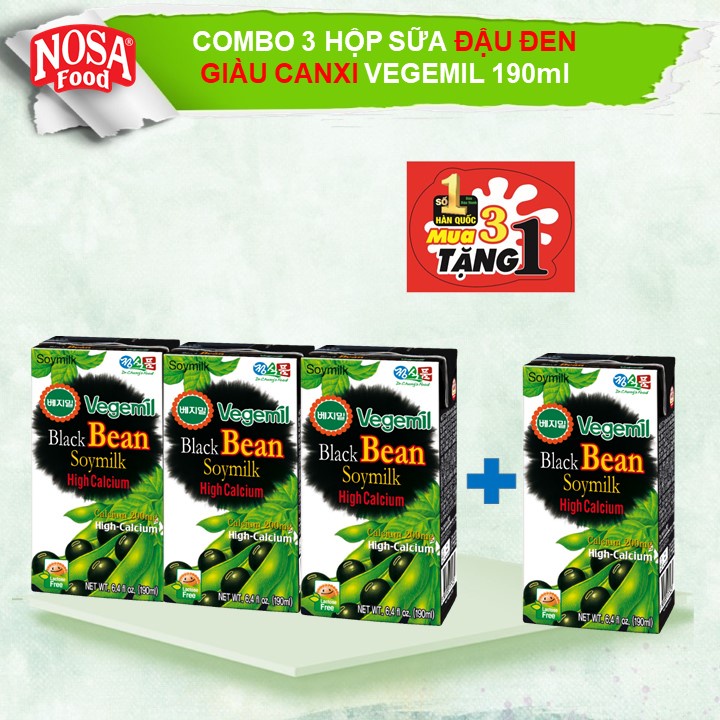 Combo 3 Sữa Hạt Vegemil Đậu Đen 190ml