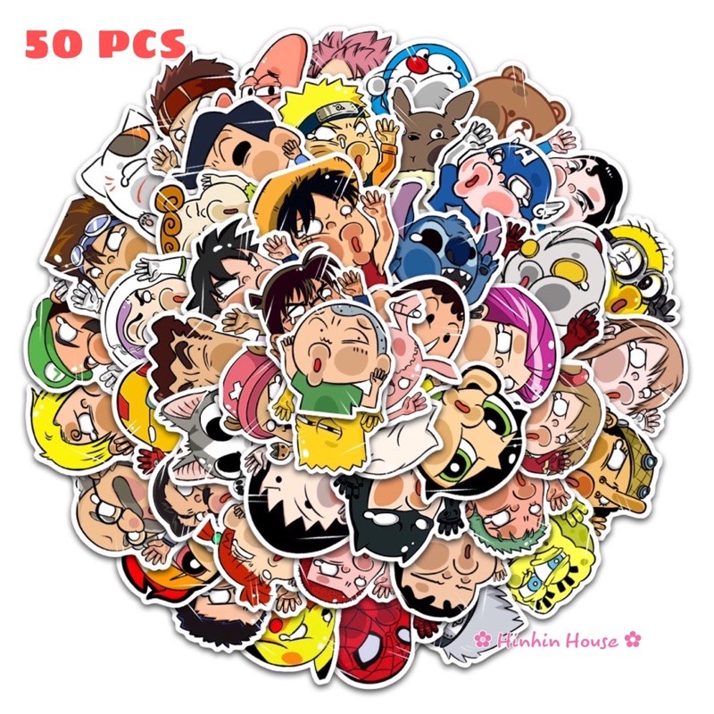 Set 50 Sticker PVC Chống Thấm Nước Các Nhân Vật Hoạt Hình Nổi Tiếng Siêu Bựa - Trang Trí Cả Thế Giới