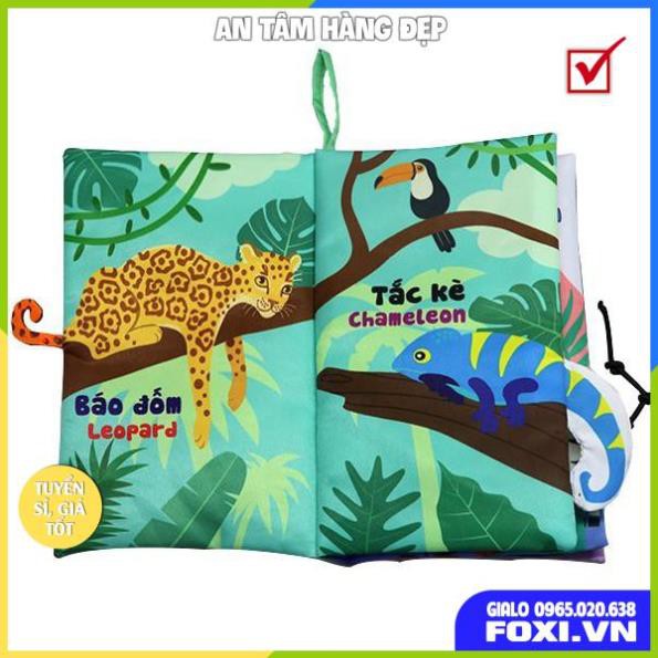 Sách vải tương tác chủ đê" Dạo chơi trong rừng xanh"- sách giáo dục bổ ích-phát triển thị giác cho bé
