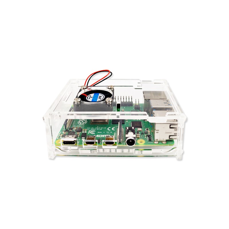 Vỏ Case Mica Cho Raspberry Pi 4 V1 Kèm Quạt tản nhiệt